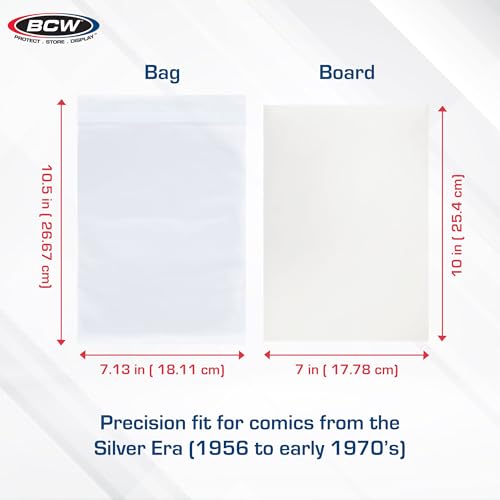 BCW Silver Age Comic Bags and Boards Combo (200 Ct) | 200 Backing Boards + 200 Resealable Comic Bags | Archival Protection for Silver Age Comics - Image 4