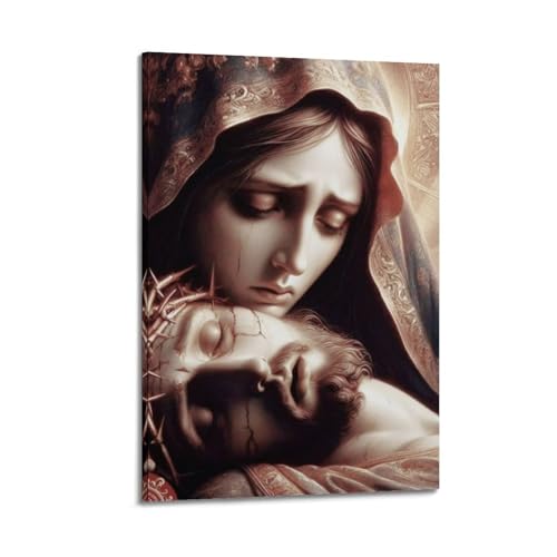 Toile religieuse de scène de deuil réaliste pour créer un espace de recueillement en chambre