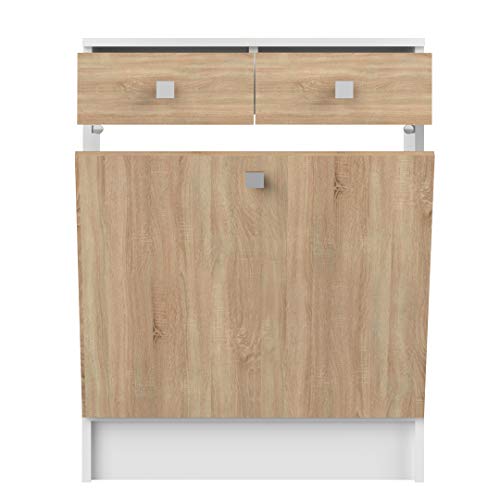 Symbiosis Bathroom Cabinet Combination with A Laundry, Oak and White, 60 x 81.5 x 29.6 cm Symbiosis Bathroom Cabinet Combination with A Laundry, Oak and White, 60 x 81.5 x 29.6 cm