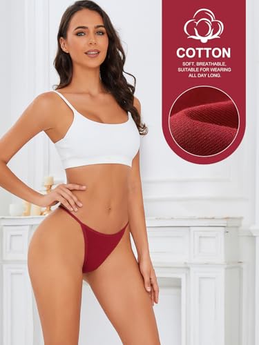Cotton G-String Thongs for Women Underwear Breathable Stretch Low Rise Panties T-back Sexy Ladies 8 Pack2