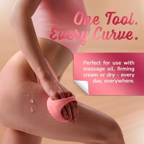 Anti-Cellulite Silicone Massager Brush - Deep Tissue Body Scrubber for Cellulite Remover, Skin Firming & Lymphatic Drainage - Exfoliating Massage Tool with Grip Handle for Legs & Body - Pink