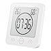 Tendlife Horloge Thermohygromètre, Horloge Salle De Bain Réveil à Minuterie Numérique LCD Minuteur Douche Horloge De Salle De Bain Portable à Commande Tactile pour Cuisine Et Salle De Bain