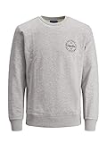 retro Logo vorn Jack & Jones Junior Jungen JORMOVE Sweat Crew Neck JR Sweatshirt, Light Grey Melange, 176