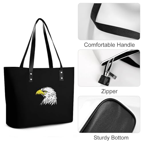 Ferocious Bald Ea-gles Women's Leather Handbag Shoulder Bag Tote Purse Bags for Shopping Travel4