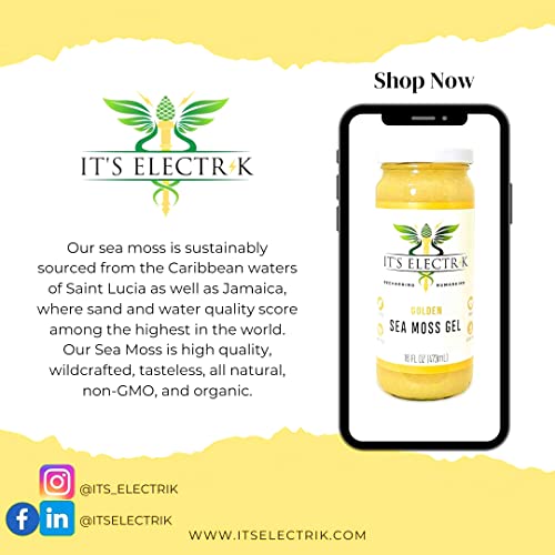 Wildcrafted Golden Sea Moss Gel (16 Oz) (8 Oz) 100Percent All Natural, Gluten-Free, Vegan Friendly, Non-Gmo, Wildcrafted 8 Ounce #TOP4