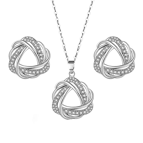 Juego de joyas KnSam con colgante elegante de circonitas blancas para mujer