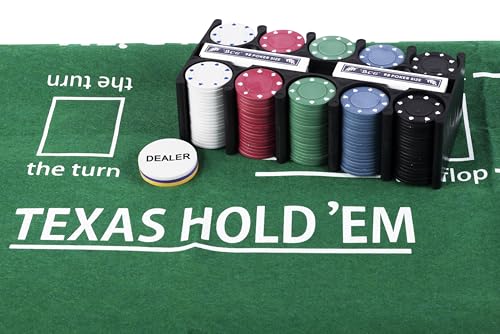 Engelhart - 320900 – Komplettes Poker-Set – Metalldose mit Matte, 200 Chips (4 g), 2 Kartenspiele, Dealer-Knöpfe, kleine und große Blinde + Spielregeln – Bild 7