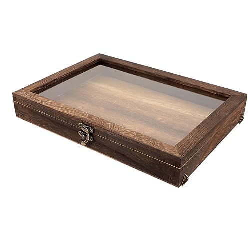 Vitrine en verre et bois rétro, boîte à bijoux et cadre photo