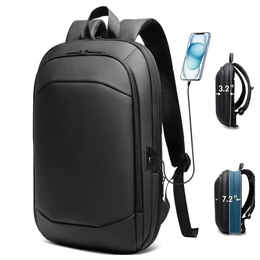 HEROIC KNIGHT Sac à Dos Ordinateur Portable 17 Pouces Léger et Extensible Antivol Imperméable Fonctionnel pour Homme Elegant pour Loisirs Affaire Scolaire avec Port USB 27L (Noir)