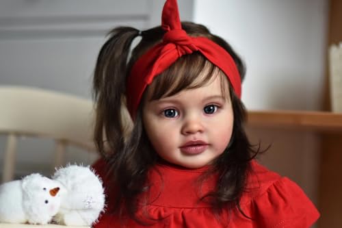 RXDOLL Reborn Babypuppen Kleinkind Mädchen 26 Zoll Große Größe Reborn Puppe Weicher Tuchkörper Lebensechte Babypuppen, die echt aussehen Silikon Vinyl Babypuppe mit Spielzeugzubehör Geschenkset für – Bild 7