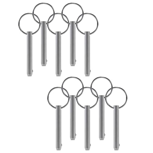 10 Pack Quick Release Pin Full 316 Stainless Steel Bimini Top Pin Marine Hardware Boat Quick Release Pin Detent Pin (Diameter 1/4(6.3mm) Total Length2(51mm))