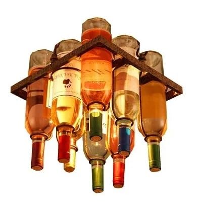Lustre en verre industriel suspension LED bouteille de vin restaurant