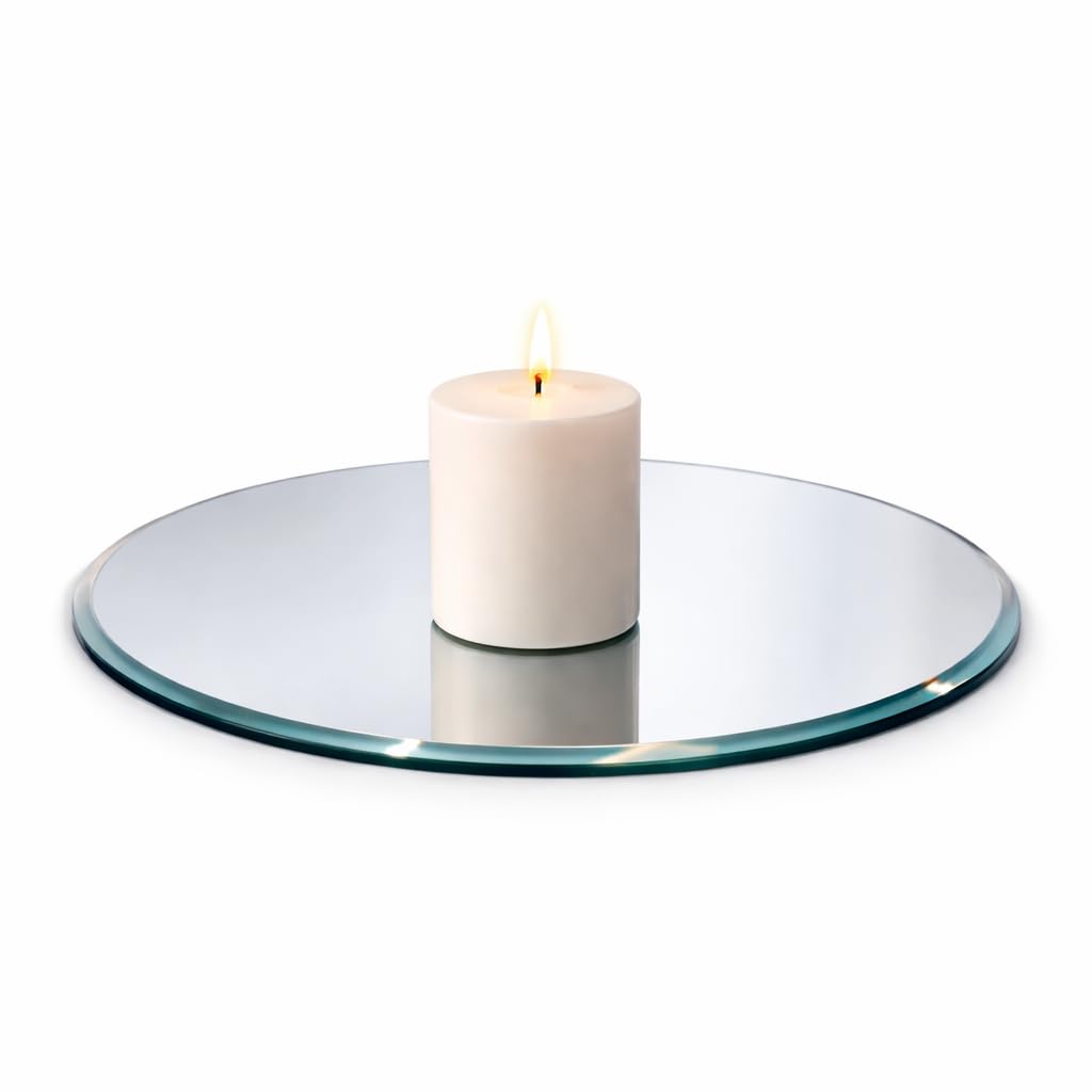 Floralcraft® 35cm Round Glass Mirror Plate – Wedding Centrepiece, Candle Plate, Table Display Mirror