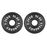 BOLUX Cast Iron Olympic Weight Plates – Free Weights with 2-inch Hole & Anti-Rust Hammertone Finish - Ideal for Strength Training, for Muscle Toning, Weight Loss & Crossfit–Sold in Pairs - 2.5LB–10LB (5LB-Pair)