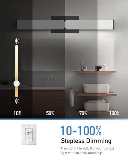 Image of Modern Bathroom Light Fixtures Over Mirror 16 Inch(15.75 inch), 20W 2000 Lumen Dimmable Bathroom Vanity Light, 5CCT LED Vanity Light Bar, Black Vanity Lighting Fixtures with ETL Certified