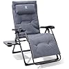EVER ADVANCED Aluminum Zero Gravity Chair Oversized, 2.4 Thick Padded Reclining Lounge Chair with Adjustable Headrest & Side Table, Heavy Duty Support 350 lbs, Foldable for Outdoor & Indoor, Gray
