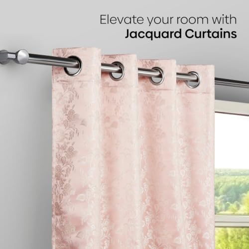 Image of haus & kinder Jacquard Door Curtains 7 Feet Long Pack of 1 Door Curtain, 7 Feet Curtains for Door (Spring Trellis, Beige 130x213 CM)