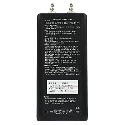 Dwyer 477B Handheld Digital Manometer, 477B-3, 0 to 200 wc (0 to 49.82 kPa)