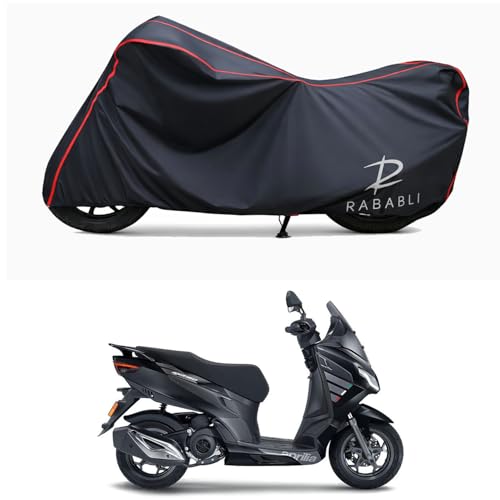 Image of Waterproof Bike Body Cover Compatible for | Aprilia SXR 160 | Taffeta Fabric, Red Piping Design, Bottom Elastic Fit | Dustproof, Sun UV & Rain Protection for All Bikes