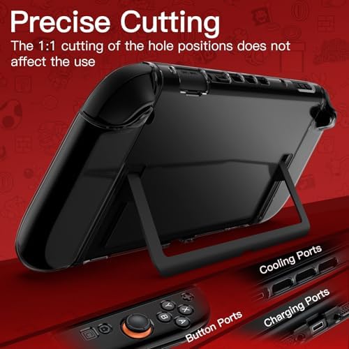 JETech Black Clear Dockable Case for Nintendo Switch 2 (2025) 7.9 Inch, Soft TPU Grip Cover for Joy-Con Detachable, Slim Carrying Protective PC Back Shell, Anti-Scratch - 4