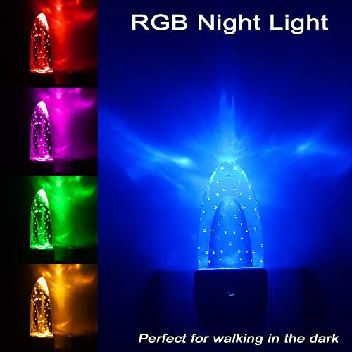 Greenic Multicolor Led Night Light 4 Pack Bubble Pattern With Dusk To Dawn Sensor, Rotating 8 Colors, Plug In Night Light For Bedroom, Kids Room, Bathroom #TOP1