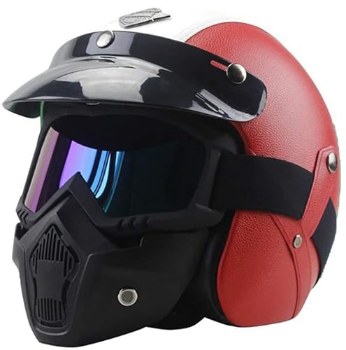 Casco scooter abierto 3/4 con gafas para rutas urbanas y cafe racer