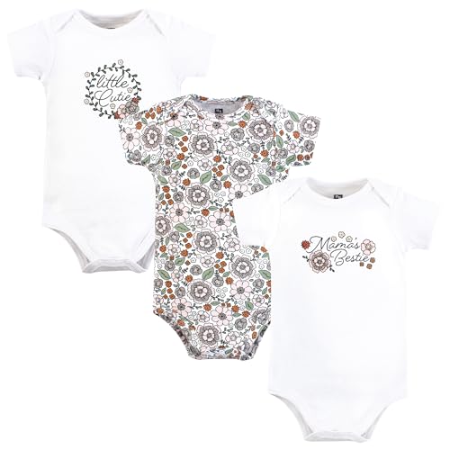 Image of Hudson Baby Infant Girl Cotton Bodysuits, Mamas Bestie Flower, 6-9 Months