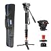 FANSHANG 73" inch Video Camera Monopod, Professional Aluminum for DSLR/SLR Mirrorless Cameras with Removable Tripod Base, Fluid Drag Head Carrying Bag Include