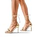 DREAM PAIRS Lace Up High Heels Stilletos Heels for Women Strappy Gladiator Open Square Toe Fashion Dressy Wedding Bridal Pumps Sandals, Size 10, GOLD-PU, SDHS2403W