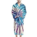 Howilath Sonnenblumen-Ahornblätter-Muster, Herren-Loungewear, saugfähiger Bademantel, Einheitsgröße, passend für jeden Herren, lässiger Frottee-Bademantel, Batik-Design, Einheitsgröße P Lus