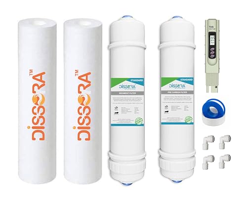 Image of Standard 10 Inch Inline Filter Cartridge Set (Sediment, Pre Activated Carbon, PP Spun Candle Filter Cartridge and TDS Meter), Compatible with All Brands RO UV UF Water Purifier, Pack of 7
