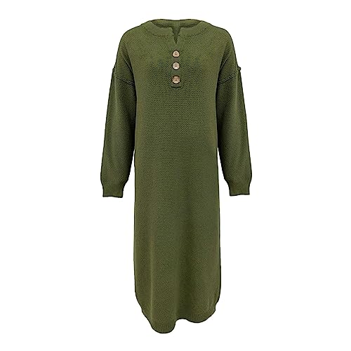 Robe pull tricotée verte en maille élégante pour femme style tendance taille M