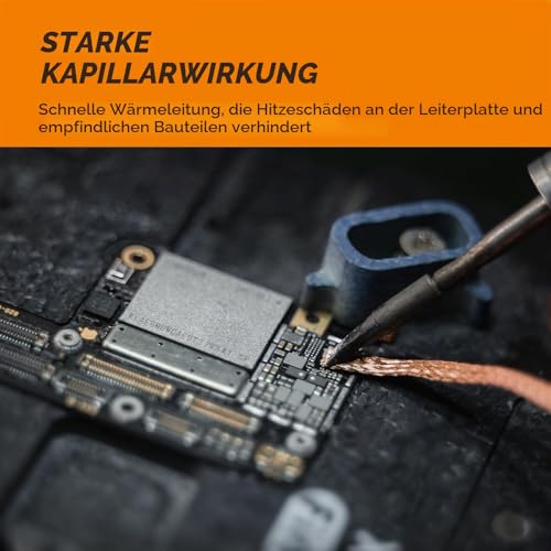 TOWOT Entlötlitze, Entlötdocht zum Entfernen des Lötzinns und zum Zerlegen elektrischer Komponenten, No-Clean Entlötlitze (2.5mm 3.0m)