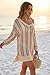 Arach&Cloz Womens 2026 Summer Swim Suit Cover Up Linen Blend Bathing Suits Swimwear Crochet Dress Long Sleeve V Neck Color Block Vacation Beach Outfits Apricot Stripe M