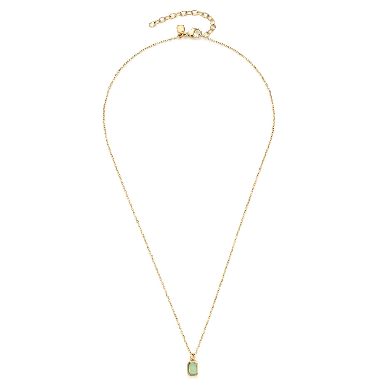 JEWELS BY LEONARDO Halskette Ciao Sofia • feine Anker-Kette aus goldfarbenem Edelstahl • mintgrüner Glaskristall • 42-47 cm Länge • Geschenk Damen Schmuck • 021651