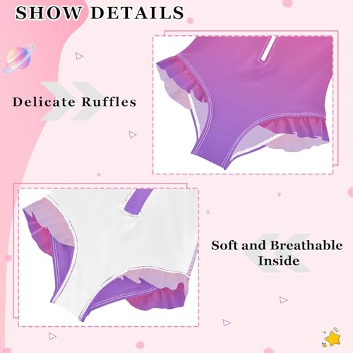 Colorful Violet Gradient Baby Girl Bathing Suit Long Sleeve UPF 50+ One Piece Toddler Swimsuit Size 4t4