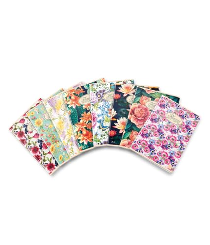 Pigna Pack of 10 Maxi Notebooks 02298850Q Nature Flower, multi-coloured, 0Q, quadretti 5 mm. margine