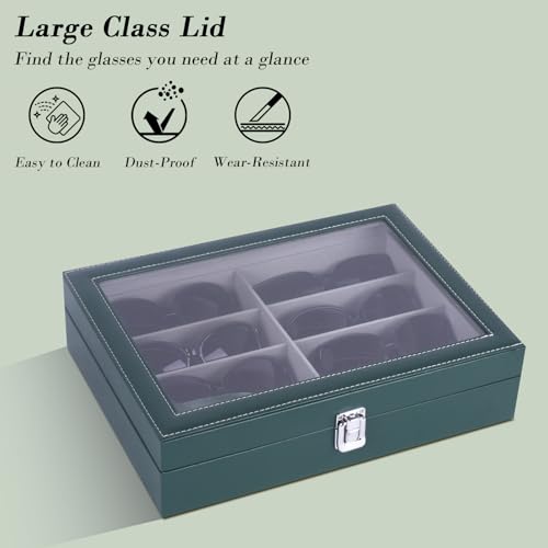 Image of AUTOARK Leather 8 Piece Eyeglasses Storage and Sunglass Glasses Display Case Organizer