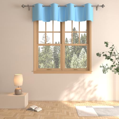 Rideau cantonnière bleu ciel 40cm cache-tringle pour salon - 2