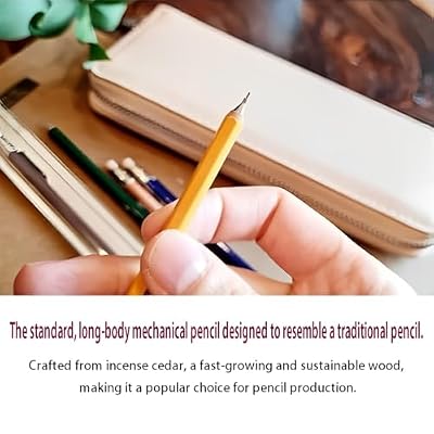 OHTO WN01 Wooden Mechanical Pencil, 0.5mm Fine Point, Standard Long Barrel, Dark Red Body, Made from Incense Cedar, WN01-SP5-EN