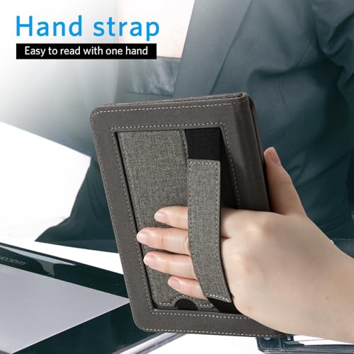 Image of CoBak Case for 6 inch E-Reader - PU Leather Smart Cover with Auto Sleep /Wake & Hand Strap, not Compatible with Kobo Clara,Gray