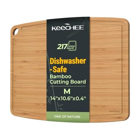 Keechee Dishwasher Safe Bamboo Cutting Board, Lightweight & Durable Wood Cutting Board, Reversible with Juice Groove, Easy to Store & Clean, Ideal Kitchen Gift for Home Cooks Cover