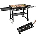 Propane Griddle on Cart, 36" Heavy Duty Manual Flat Top Griddle, Outdoor Cooking Station with Side Shelves, Steel Natural Gas Griddle, 4-Burners Restaurant Portable Grill - 60,000 BTU
