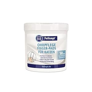 Felisept Ohrpflege Finger-Pads für Katzen 50 Stück – Pflege und Hygiene für Katzenohren – Fingerlinge zur praktischen und intutiven Reinigung – Ohrreiniger für Katzen, Ohrenreinger Katze