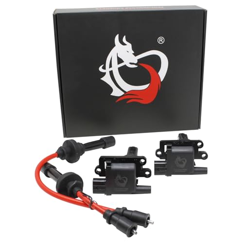 DRAGON FIRE PERFORMANCE Power Pack Ignition Coil and 8.5mm Plug Wire Set Compatible with 03-05 Mitsubishi Lancer Evolution 2.0 L4 DOHC Turbo 4G63 Evo 4-9 REPLACES MD363552 MD343245 OEM Fit Kit-1577