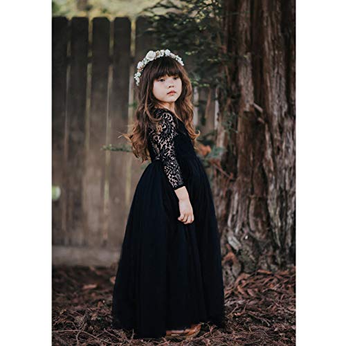 Image of Topmaker Flower Girl Dress for Toddler Baby Girls,Lace Tulle Dress for Wedding,Birthday Party,Photoshoot,Special Occasion