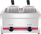 Kommerzielle Gasfritteuse mit Edelstahlkorb und Deckel, Fischfritteuse, 10 l/20 l/30 l, kommerzielle Arbeitsflächen-Gasfritteuse, Outdoor-Fritteuse, perfekt für gebratenen Fisch, Hühnerflügel, Pommes