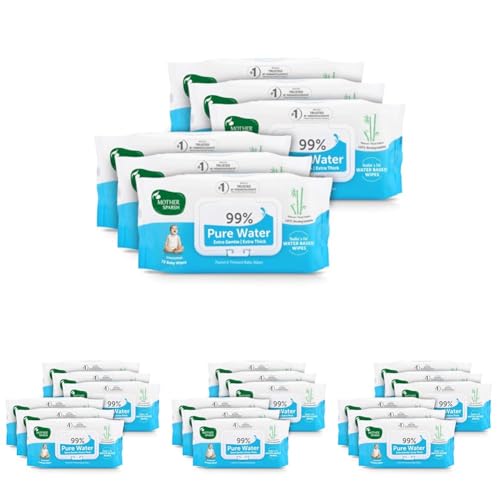 Image of Mother Sparsh 99% Pure Water (Unscented) Baby Wipes I Natural Plant Made Cloth - Super Thick I 72 pcs /Pack - Pack of 24 (Super Saver Pack)