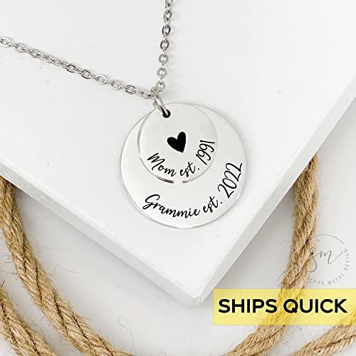 Irene Disc Personalized Mom Necklace Mom Gift Last Name Necklace Mother's Day Gift For Mom Personalized Last Name Kids Names Rose Gold Silver Stainless Irene-Disc #TOP5