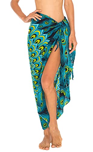 SHU-SHI Womens Sarong Beach Swimsuit Cover Ups Wrap Bikini Coverup Mandala Peacock & Clip